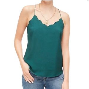 J. Crew Nwot Scalloped Cami Tank Top Emerald Green Size 2